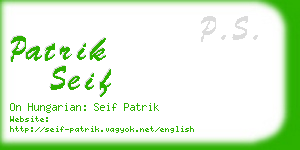 patrik seif business card
